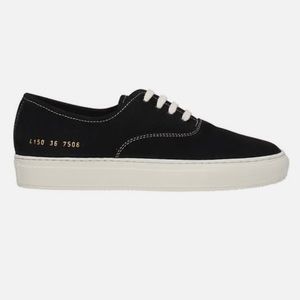 NEW Woman’s Common Project black suede sneakers size 40. Leather flap